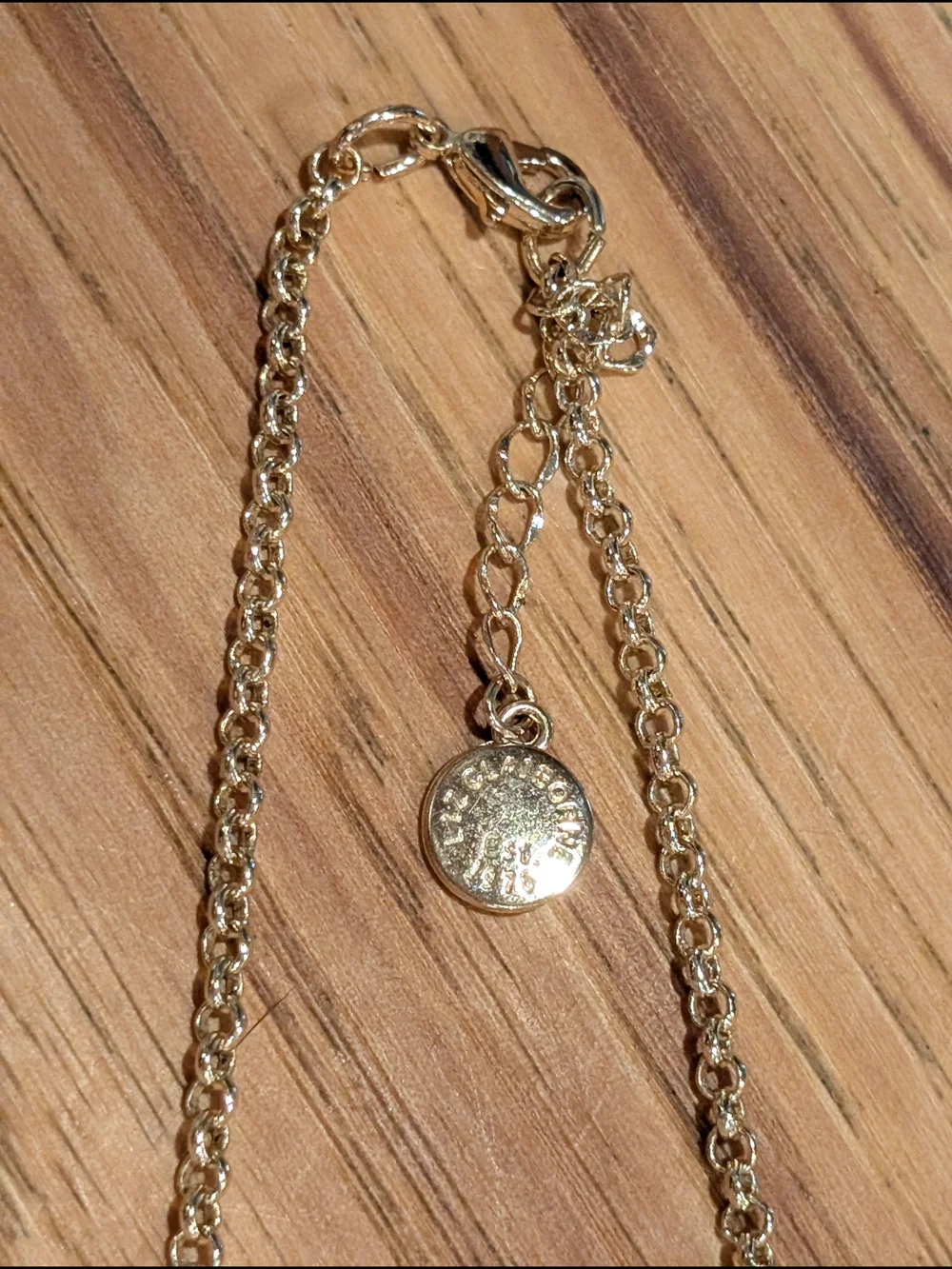 Goldtone Chain Necklace with Navy Blue Cabochon Discs